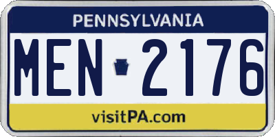 PA license plate MEN2176