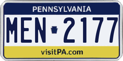 PA license plate MEN2177