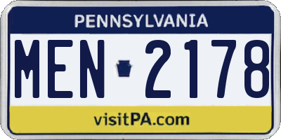 PA license plate MEN2178