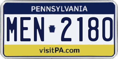 PA license plate MEN2180