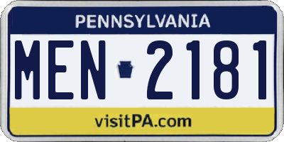 PA license plate MEN2181