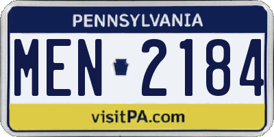 PA license plate MEN2184