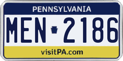 PA license plate MEN2186