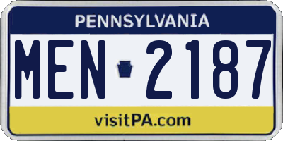 PA license plate MEN2187