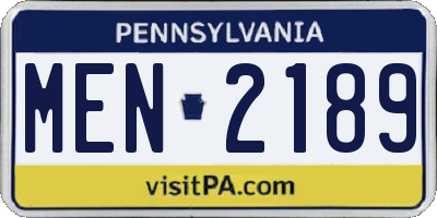 PA license plate MEN2189