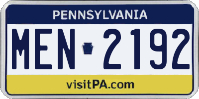 PA license plate MEN2192
