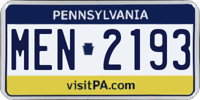 PA license plate MEN2193