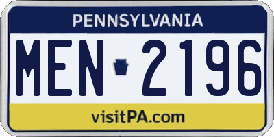 PA license plate MEN2196