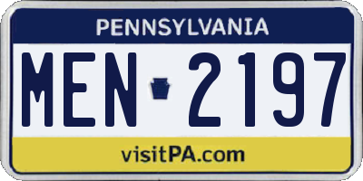 PA license plate MEN2197