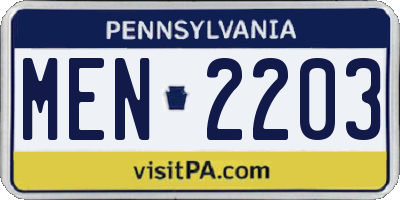 PA license plate MEN2203