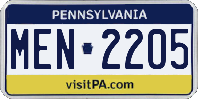 PA license plate MEN2205