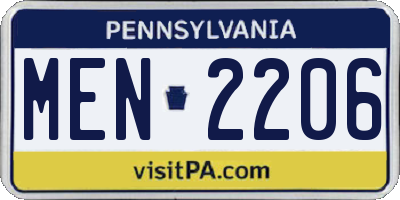 PA license plate MEN2206
