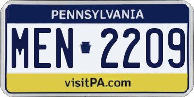 PA license plate MEN2209