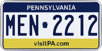 PA license plate MEN2212