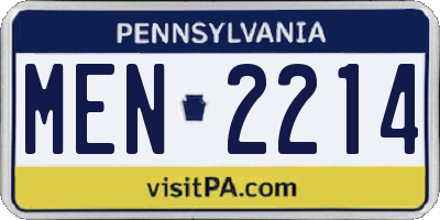PA license plate MEN2214