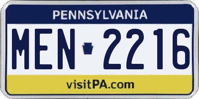 PA license plate MEN2216