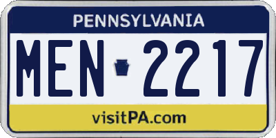 PA license plate MEN2217