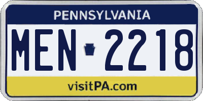 PA license plate MEN2218
