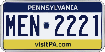 PA license plate MEN2221