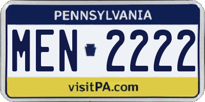 PA license plate MEN2222