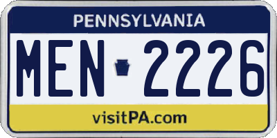 PA license plate MEN2226