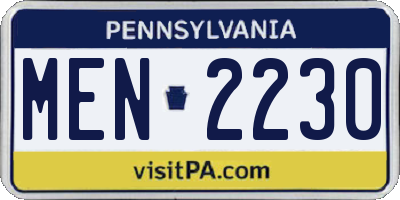 PA license plate MEN2230