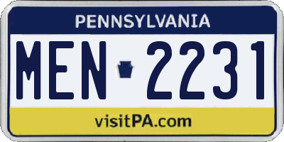 PA license plate MEN2231