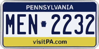 PA license plate MEN2232