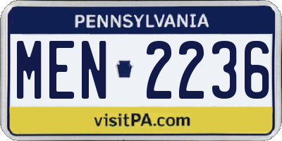 PA license plate MEN2236