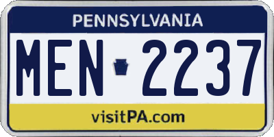 PA license plate MEN2237