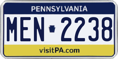 PA license plate MEN2238