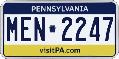 PA license plate MEN2247