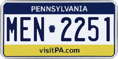 PA license plate MEN2251