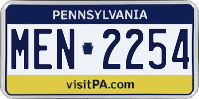 PA license plate MEN2254