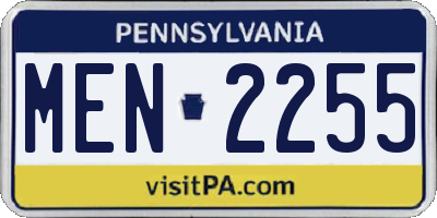 PA license plate MEN2255