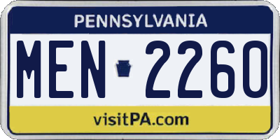 PA license plate MEN2260