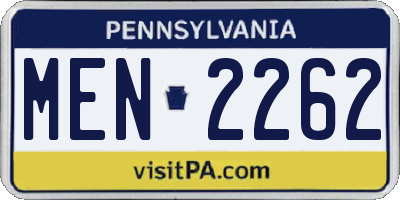 PA license plate MEN2262