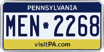 PA license plate MEN2268