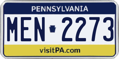 PA license plate MEN2273