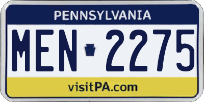 PA license plate MEN2275
