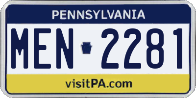 PA license plate MEN2281