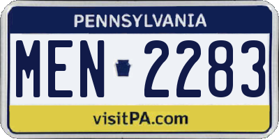 PA license plate MEN2283