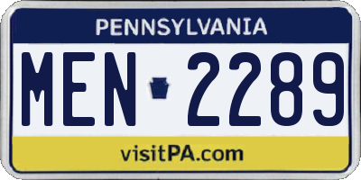 PA license plate MEN2289