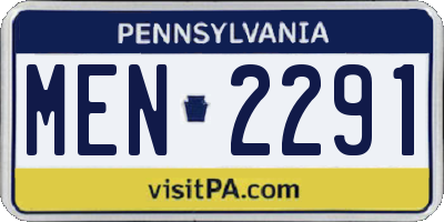 PA license plate MEN2291