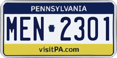 PA license plate MEN2301