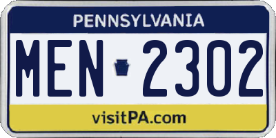 PA license plate MEN2302