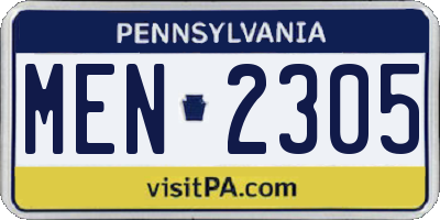 PA license plate MEN2305