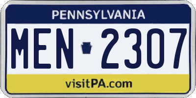 PA license plate MEN2307