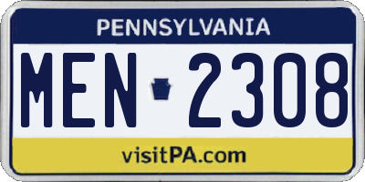 PA license plate MEN2308