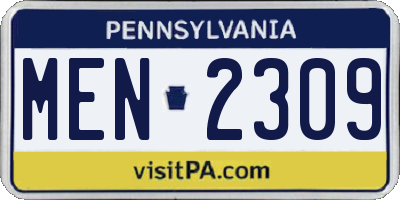 PA license plate MEN2309